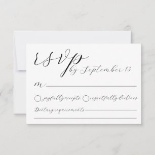 Minimalist Wedding RSVP Card   Simple Black &White