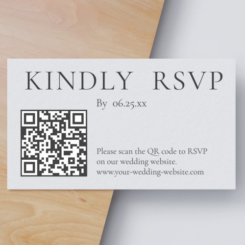 Minimalist Wedding RSVP Online With QR Code Enclosure Card