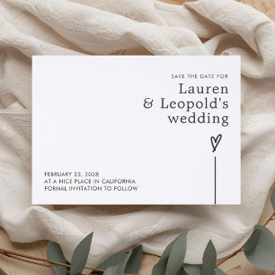 Minimalist Wedding Save the Date Letterpress Card