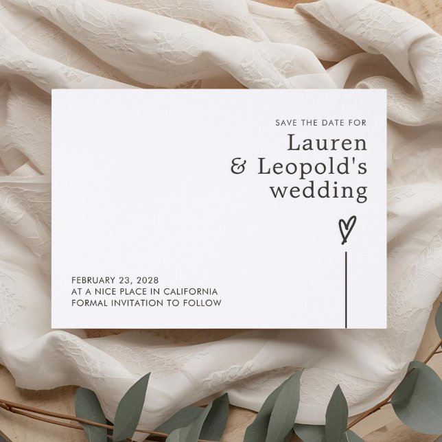 Minimalist Wedding Save the Date Letterpress Card (Creator Uploaded)