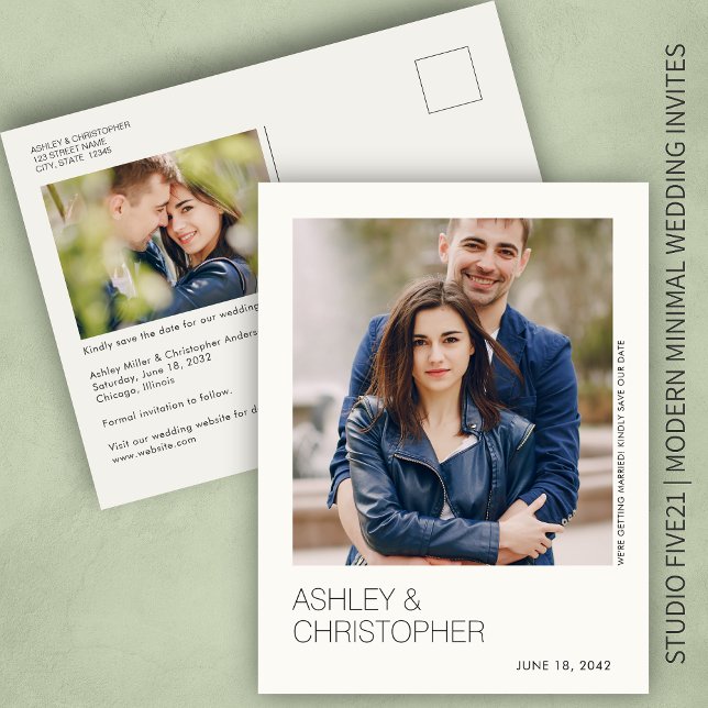 Minimalist Wedding Save-the-Date Photo Postcard (Creator Uploaded)