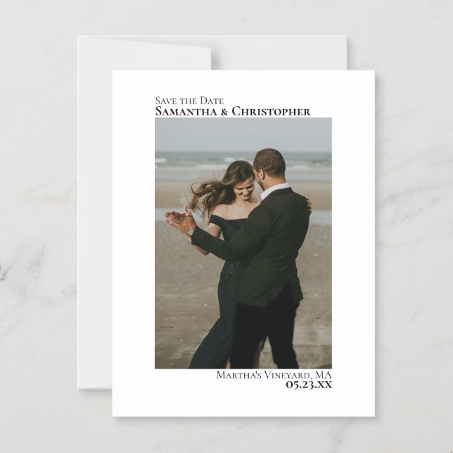 Minimalist Wedding Save the Date Vertical Photo Magnetic Invitation (Front)