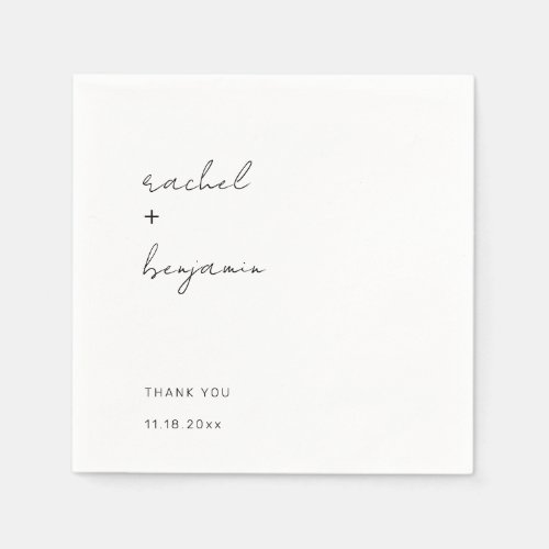 Minimalist Wedding Script Modern Simple Typography Napkins