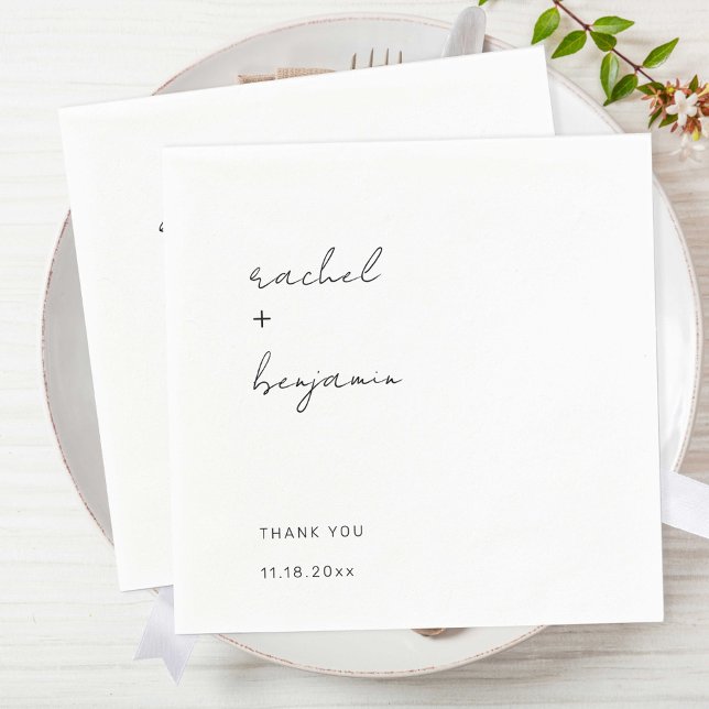 Minimalist Wedding Script Modern Simple Typography Napkins (Creator Uploaded)