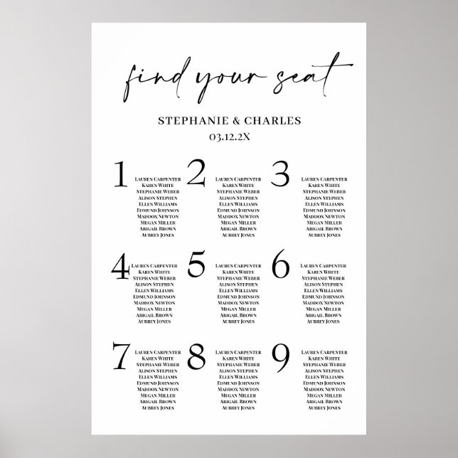 Minimalist Wedding Seating Chart (Front)
