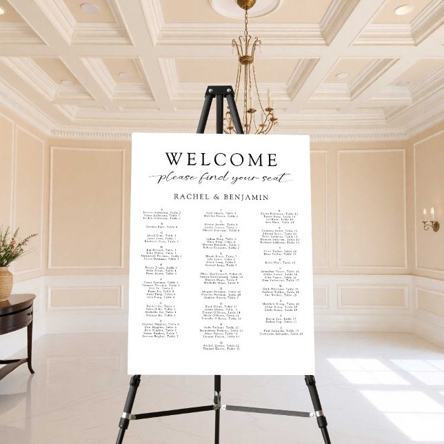 Minimalist Wedding Seating Chart Alphabetical Name Foam Board (Creator Uploaded)