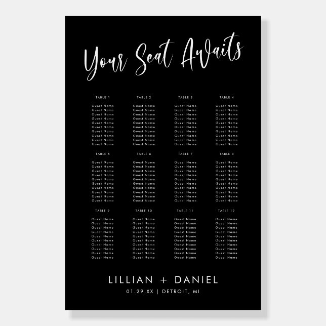 Minimalist Wedding Seating Chart and Welcome Sign (Front)