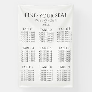 Minimalist Wedding Seating Chart   Custom Modern  Banner