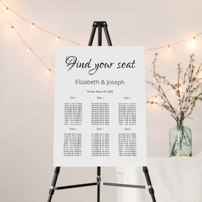 Minimalist Wedding Seating Chart Foam Board (In Situ (Stand))