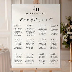 Minimalist Wedding Seating Chart Poster Reception 