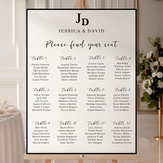 Minimalist Wedding Seating Chart Poster Reception  (Creator Uploaded)