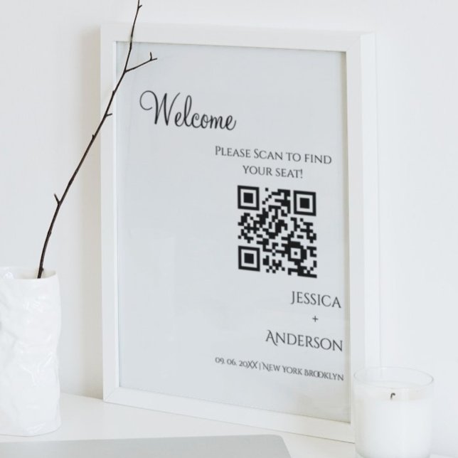 Minimalist wedding seating chart Qr Code Sign (Creator Uploaded)