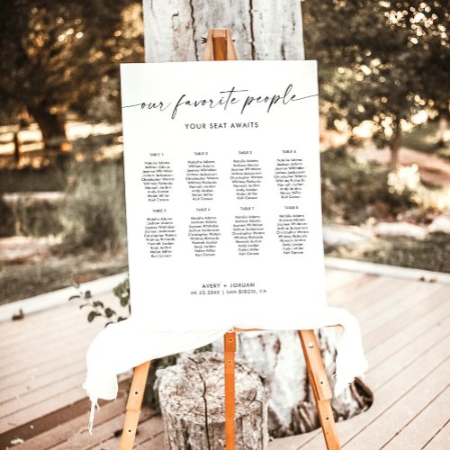 Minimalist Wedding Seating Chart Sign 8 Tables Foam Board