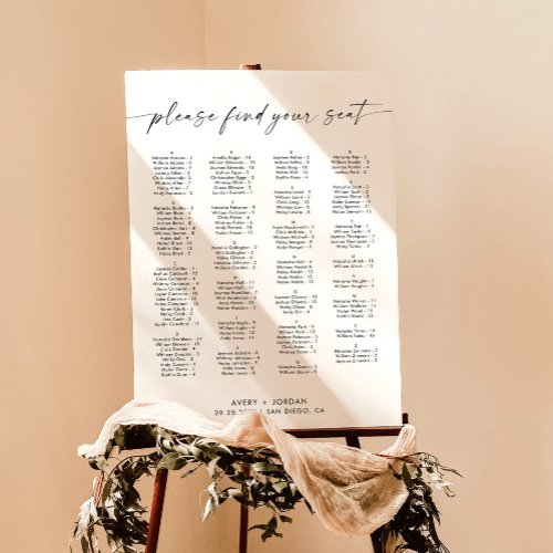 Minimalist Wedding Seating Chart Sign Alphabetical