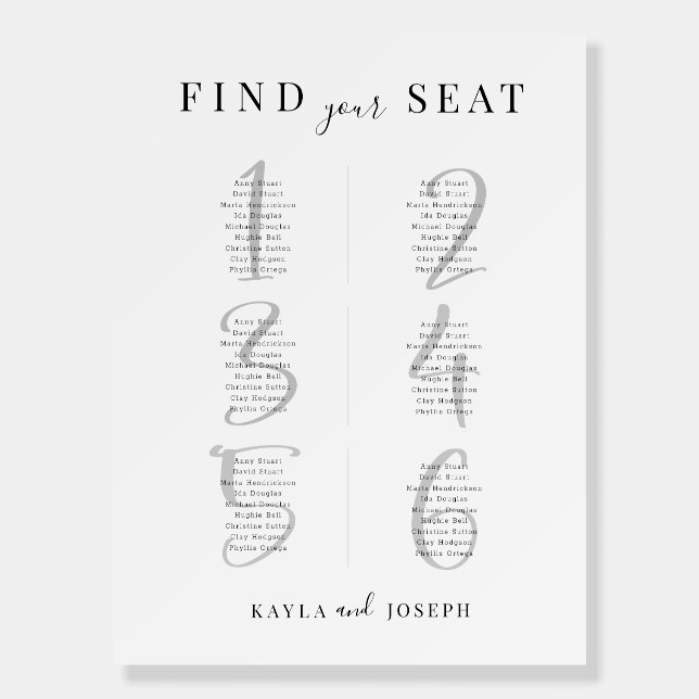 Minimalist Wedding Seating Chart Sign Board (Front)