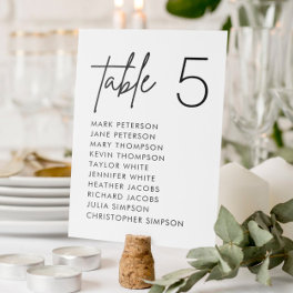 Minimalist Wedding Seating Chart Table Number