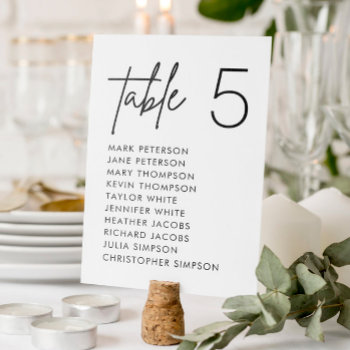 Minimalist Wedding Seating Chart Table Number by SweetRainDesign at Zazzle