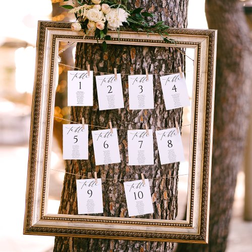 Minimalist Wedding Seating Chart Table Number Card
