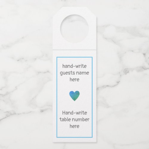 Minimalist Wedding Seating Hang Tags for Bottles