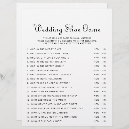 Minimalist Wedding Shoe Game