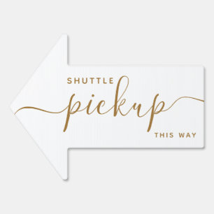 Minimalist Wedding Shuttle Pickup Arrow Sign