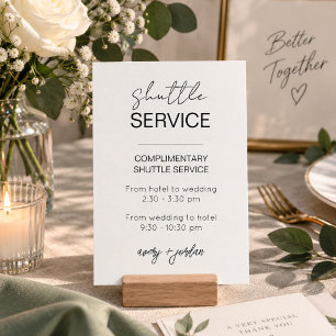 Minimalist Wedding Shuttle Service Transportation Note Card