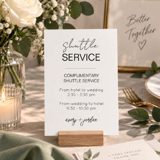Minimalist Wedding Shuttle Service Transportation Note Card