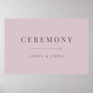 Minimalist Wedding Sign Dusky Rose