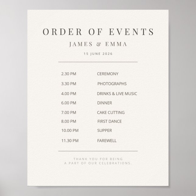 Minimalist Wedding Sign | Warm White (Front)