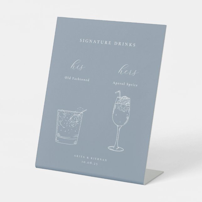 Minimalist Wedding Signature Drinks Pedestal Sign (Front)