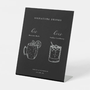 Minimalist Wedding Signature Drinks Pedestal Sign