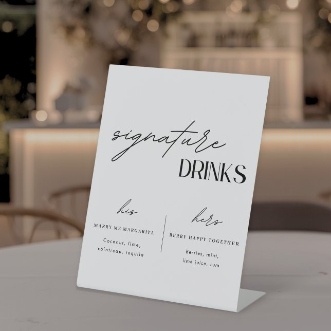 Minimalist Wedding Signature Drinks Pedestal Sign (Creator Uploaded)