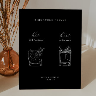 Minimalist Wedding Signature Drinks Pedestal Sign
