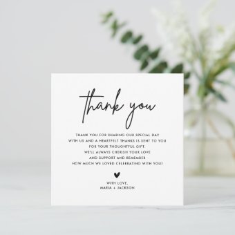 Minimalist Wedding Square Thank You Cards | Zazzle