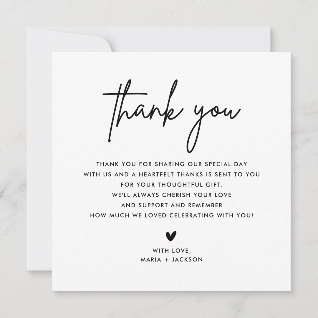 Minimalist Wedding Square Thank You Cards | Zazzle