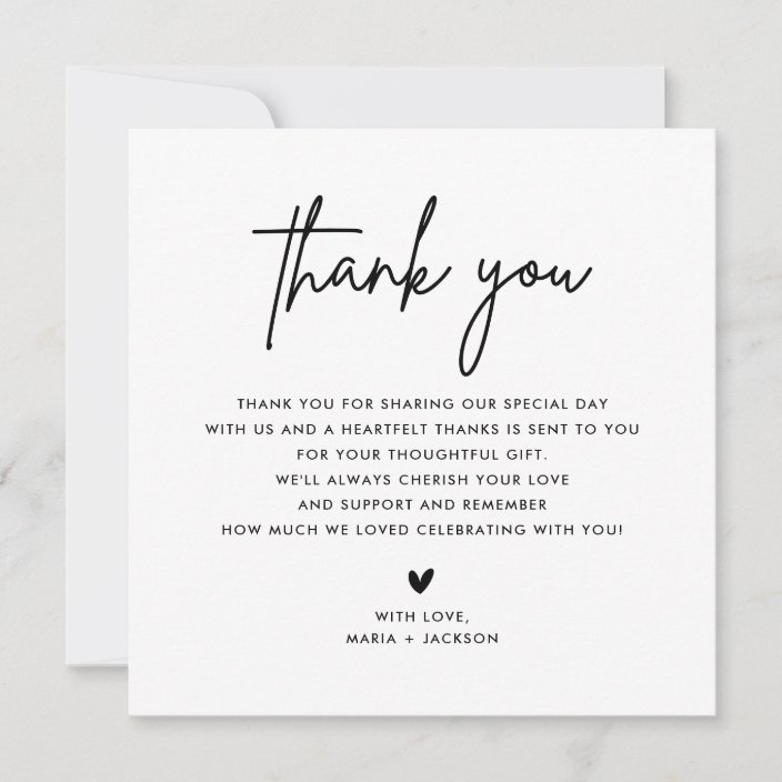 Minimalist Wedding Square Thank You Cards | Zazzle