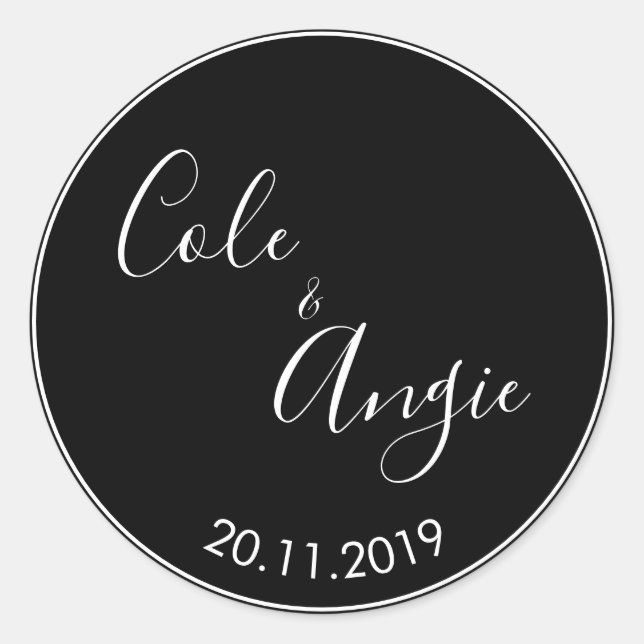 Minimalist Wedding Sticker with Thin Line Border (Front)