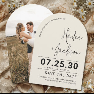 Minimalist Wedding Stylish Clean Simple Arch Save The Date
