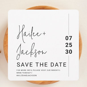 Minimalist Wedding Stylish Clean Simple Square Save The Date
