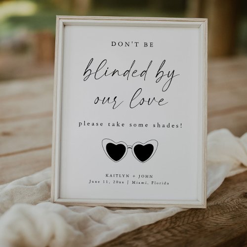 Minimalist Wedding Sunglasses Favor Sign