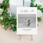 Minimalist Wedding Table 14 Number & Pictures Card<br><div class="desc">A different way to show your wedding table numbers. Designed to match the "Wedding Essentials - Classic" Collection. This template includes 1 picture that could be when you were kids or as a couple, table 14 in. classic elegant script typography, couple's names and wedding date. Get tables 1 - 15...</div>