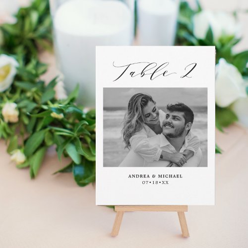 Minimalist Wedding Table 2 Number  Pictures Card
