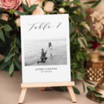 Minimalist Wedding Table 7 Number & Pictures Card<br><div class="desc">A different way to show your wedding table numbers. Designed to match the "Wedding Essentials - Classic" Collection. This template includes 1 picture that could be when you were kids or as a couple, table 7 in. classic elegant script typography, couple's names and wedding date. Get tables 1 - 15...</div>
