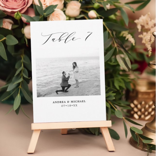 Minimalist Wedding Table 7 Number & Pictures Card (Creator Uploaded)