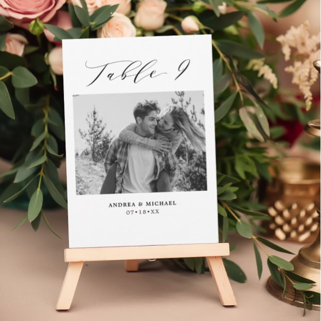 Minimalist Wedding Table 9 Number & Pictures Card (Creator Uploaded)