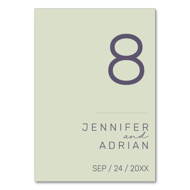 Minimalist Wedding Table Number - Customizable (Front)