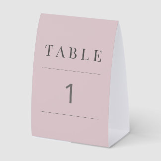 Minimalist Wedding Table Number Dusky Rose Paper Table Tent