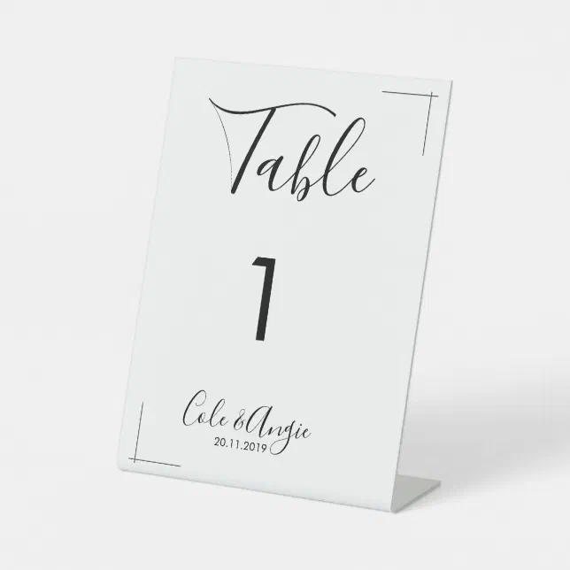 Minimalist Wedding Table Numbers - Crossed Borders Pedestal Sign | Zazzle