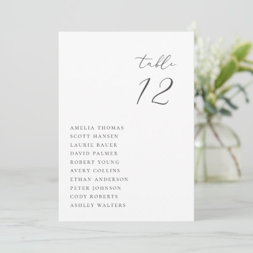 Minimalist Wedding Table Seating Card