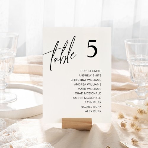 Minimalist Wedding Table Seating Chart Cards